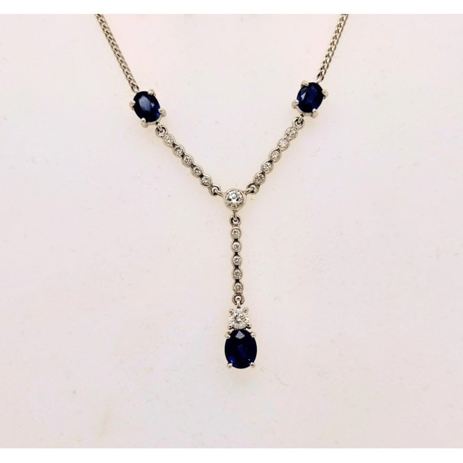 Pre-loved Sapphire and Diamond Necklace in 18ct white gold