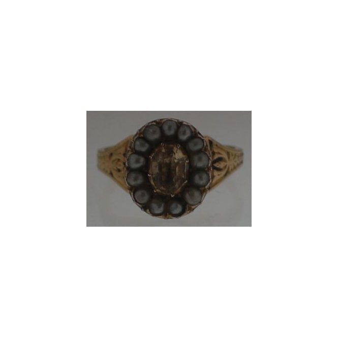 Pre-owned Antique Topaz and split Pearl ring in 18ct gold