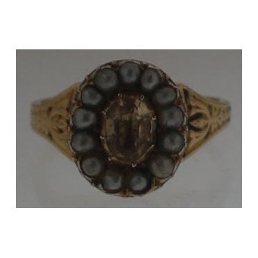 Pre-owned Antique Topaz and split Pearl ring in 18ct gold