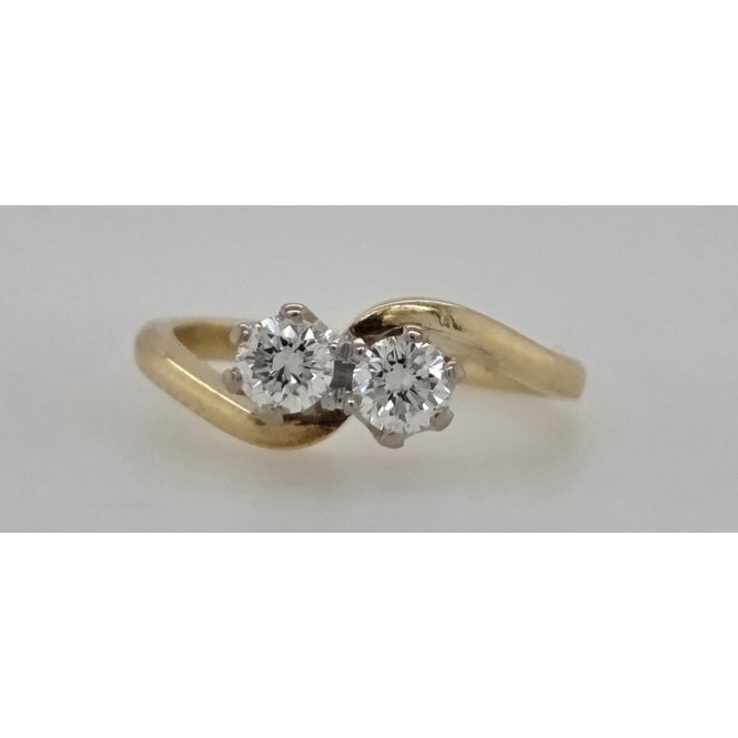 Pre-Owned Diamond 2 stone X-over ring 18ct yg 0.50cts