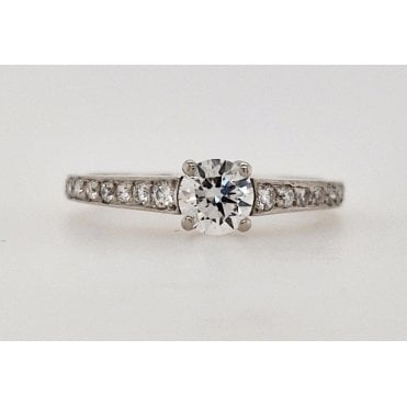 Pre-owned Diamond solitaire ring Platinum 0.50cts