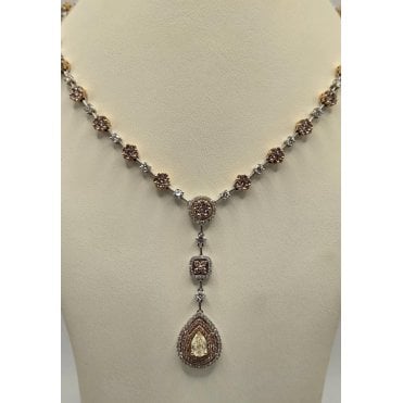 Pre-Owned multi coloured Diamond Necklace 18ct gold