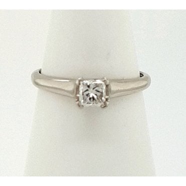 Princess Cut Solitaire Diamond Ring 0.41cts set in Platinum