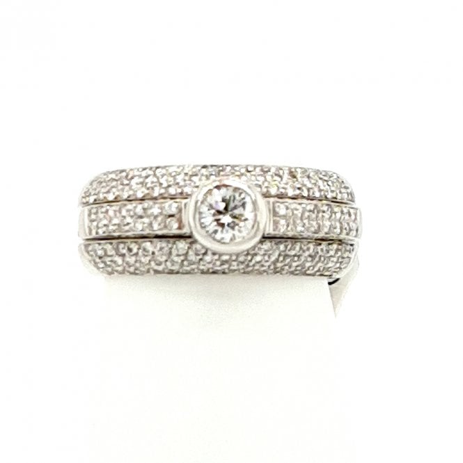 Bramwells Round Brilliant Cut Diamond Central Band of 3 piece ring 18ct