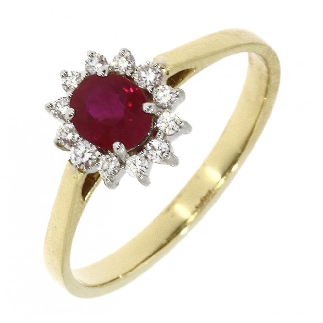 Bramwells Ruby and Diamond cluster ring in 18ct gold