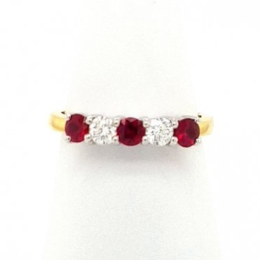 Ruby and Diamond half Eternity ring