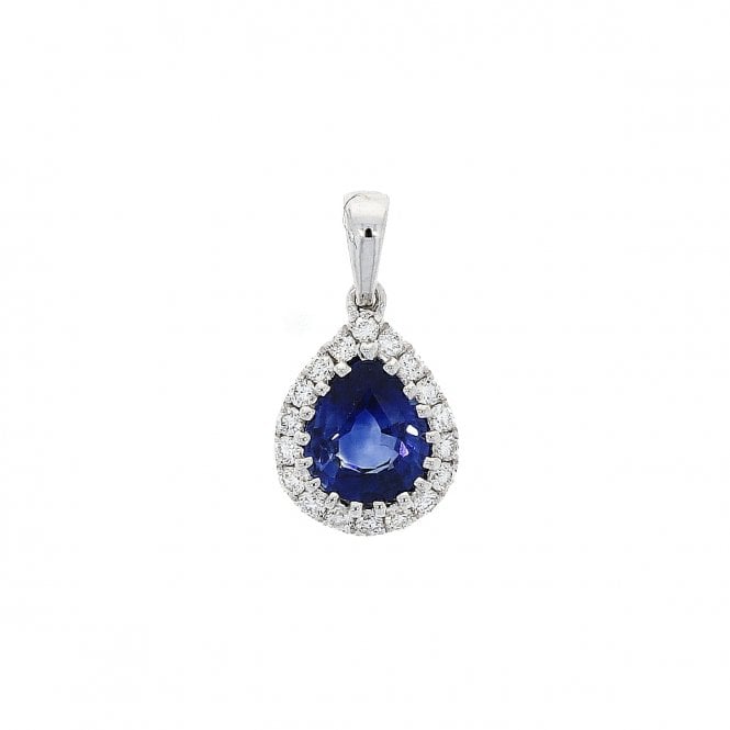 Bramwells Sapphire and Diamond Cluster Pendant 18ct White Gold