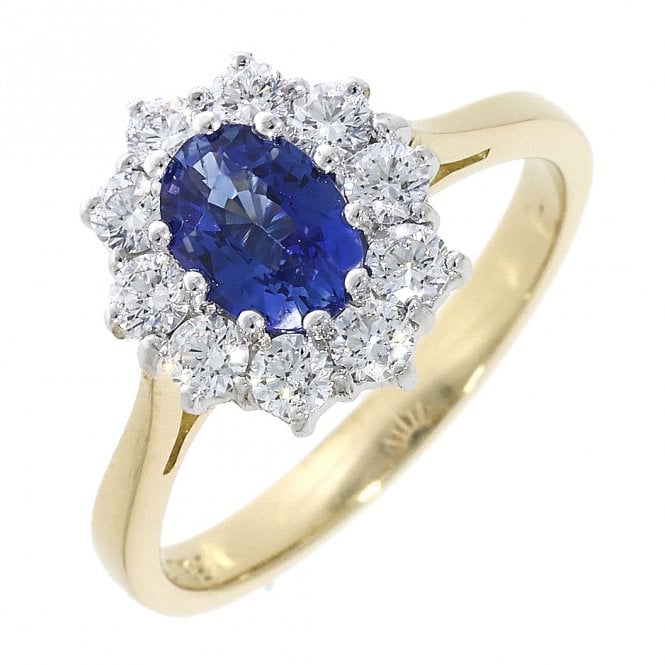 Bramwells Sapphire and Diamond Cluster Ring in 18ct Gold