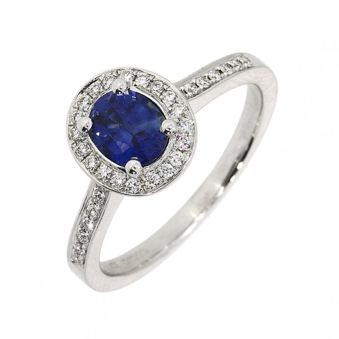 Bramwells Sapphire and Diamond Cluster Ring in 18ct White Gold