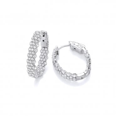Silver & Cubic Zirconia Premiere Hoop Earrings