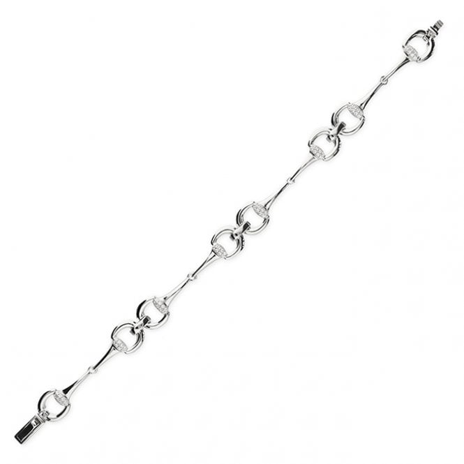 Bramwells silver Snaffle Bit Bracelet set with CZs