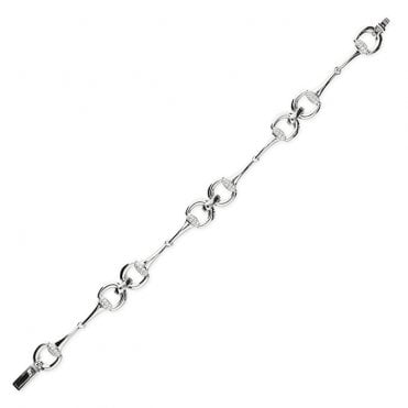 silver Snaffle Bit Bracelet set with CZs