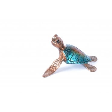 Speedy Blue Turtle Bronze sculpture by Chris Barela