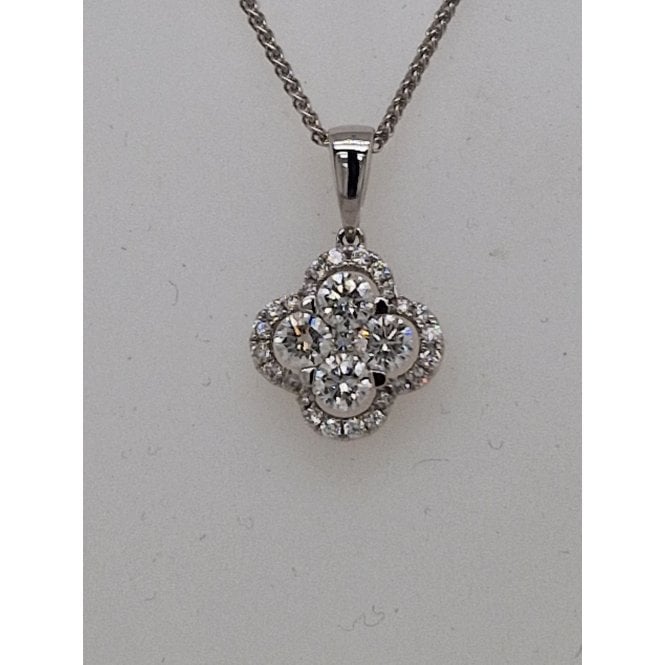 Bramwells Stunning Diamond Cluster Necklace 18ct white gold 0.76cts