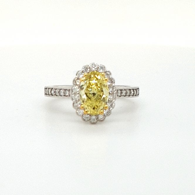 Stunning Yellow Oval Cut Diamond Cluster Ring 1.49cts 18ct Gold
