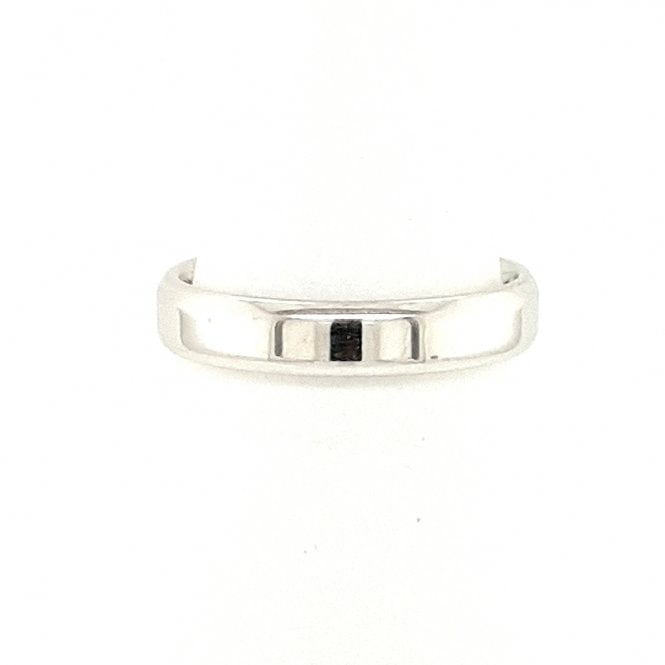 Bramwells Wedding band 4mm Flat top rounded edge Court 18ct white gold