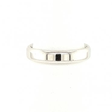 Wedding band 4mm Flat top rounded edge Court 18ct white gold